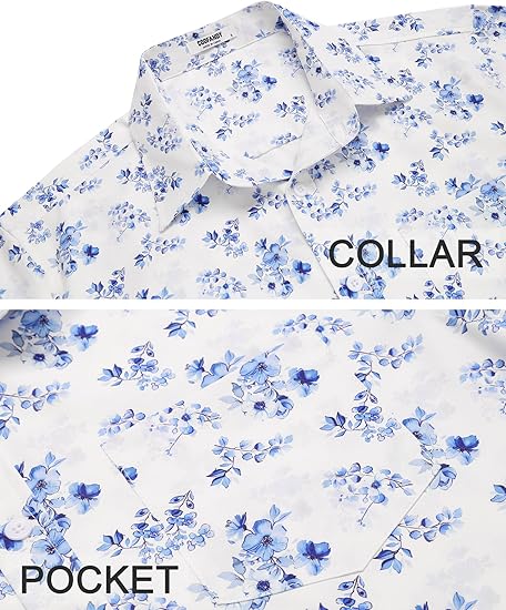 COOFANDY Mens Hawaiian Shirts Short Sleeve Tropical Button Down Shirts Floral Summer Beach Shirt
