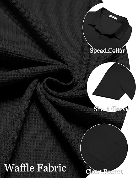 COOFANDY Men's Short Sleeve Button Down Shirt Casual Summer Beach Shirt Waffle Knit Shirts Wrinkle Free Untucked Shirt