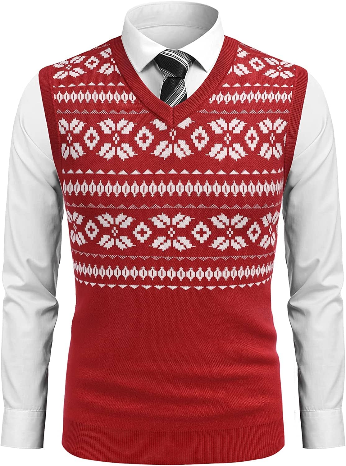 Solid V-Neck Sleeveless Knitted Vest (US Only) Vest COOFANDY Store Pat3 M 