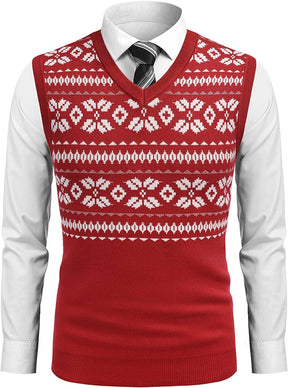 Solid V-Neck Sleeveless Knitted Vest (US Only) Vest COOFANDY Store Pat3 M 