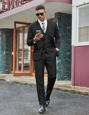 COOFANDY Men's 3 Pieces Suits Classic Fit 2 Buttons Dress Suit Set Wedding Business Dinner Prom Jacket Vest Pants