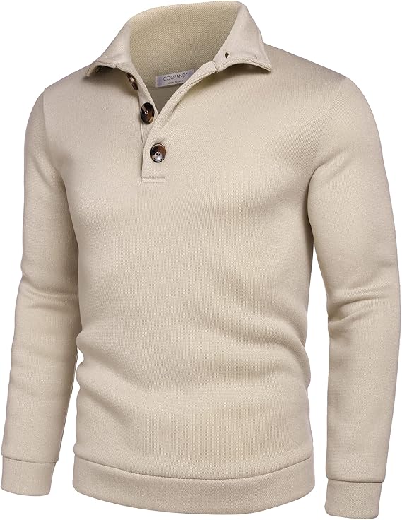COOFANDY Men's Casual Slim Fit Pullover Sweater Knitted Thermal Sweatshirt