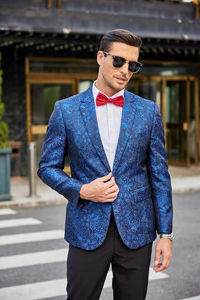 COOFANDY Men's Floral Tuxedo Jacket Irish Holiday Party Dinner Prom One Button Suit Blazer