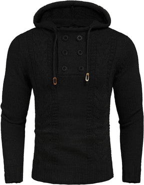 Casual Pullover Knitted Hoodies (US Only) Hoodies COOFANDY Store Pure Black M 