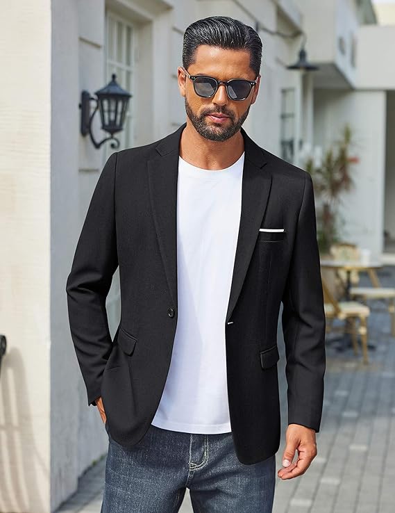 COOFANDY Men's Casual Blazer One Button Sport Coats Lightweight Suit Jacket