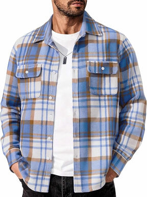 COOFANDY Men's Flannel Shirts Long Sleeve Cotton Plaid Shirt Jacket Casual Button Down Shirt with Pockets