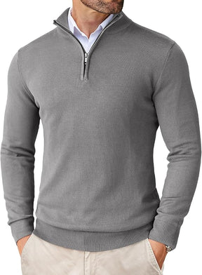 COOFANDY Men's Quarter Zip Up Sweaters Slim Fit Lightweight Mock Neck Pullover Casual Polo Sweaters