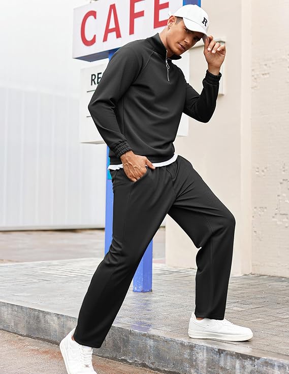 COOFANDY Men's Tracksuit 2 Piece Relaxed Fit Half-zip Sweatsuits Athletic Running Jogging Suit Sets