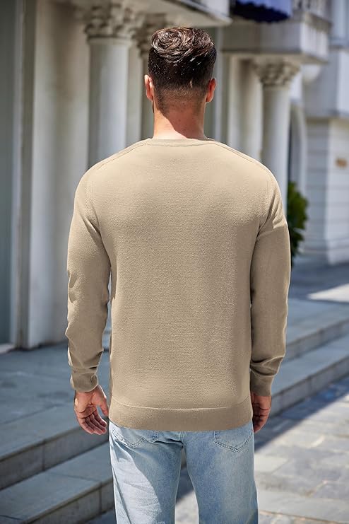COOFANDY Mens Sweater Crewneck Pullover Long Sleeve Lightweight Sweater Plain Knit Silm Fit