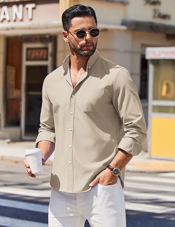 COOFANDY Mens Long Sleeve Button Down Shirt Casual Untucked Shirts for Men Oxford Dress Shirts