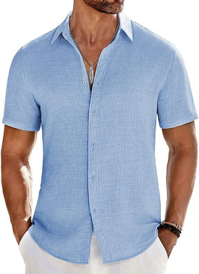 COOFANDY Men's Casual Button Down Shirts Short Sleeve Textured Summer Beach Shirt