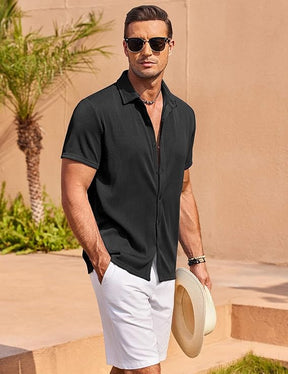 COOFANDY Men's Casual Shirts Short Sleeve Button Down Shirt for Men Wedding Beach Fashion Shirt