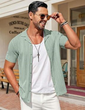 COOFANDY Men's Saint Patrick's Day Green Vintage Knit Shirt