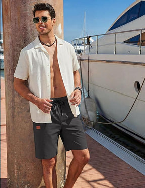 COOFANDY Men's Casual Shorts 9'' Cotton Drawstring Elastic Waist Lightweight Summer Beach Shorts with Pockets