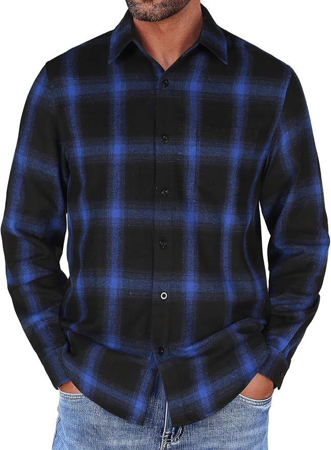 COOFANDY Flannel Shirts Long Sleeve Button Down Shirt