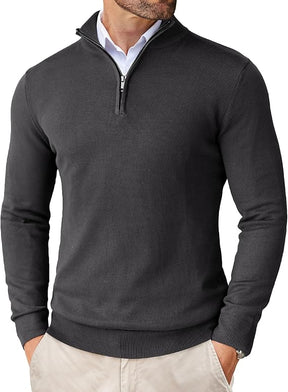 COOFANDY Men's Quarter Zip Up Sweaters Slim Fit Lightweight Mock Neck Pullover Casual Polo Sweaters