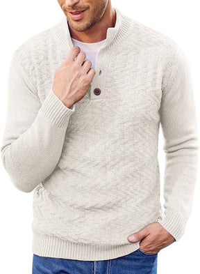 COOFANDY Men Mock Neck Button Sweater Casual Knitted Sweaters Fashion Henley Sweater