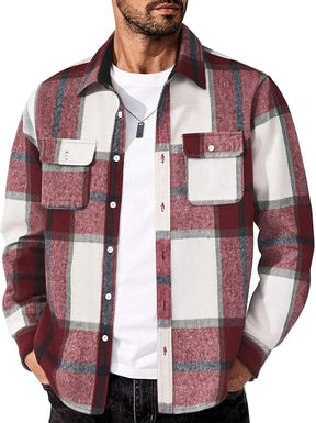 COOFANDY Men's Flannel Shirts Long Sleeve Cotton Plaid Shirt Jacket Casual Button Down Shirt with Pockets