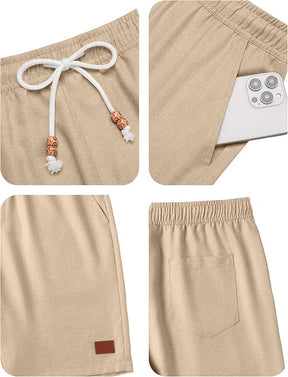 COOFANDY Mens Summer Beach Shorts Casual Elastic Waist Drawstring Short Vacation Shorts with Pockets