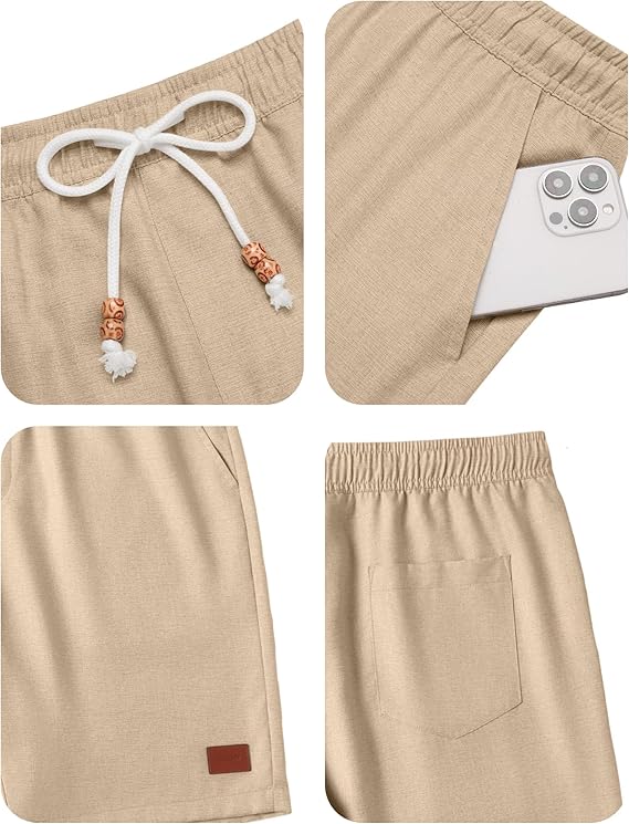 COOFANDY Mens Summer Beach Shorts Casual Elastic Waist Drawstring Short Vacation Shorts with Pockets