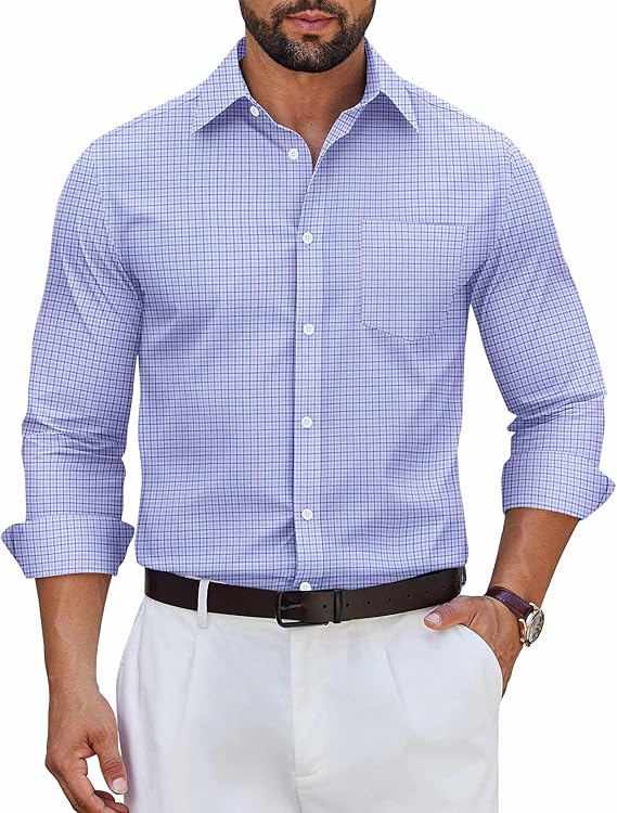 COOFANDY Men's Long Sleeve Plaid Button Down Dress Shirt