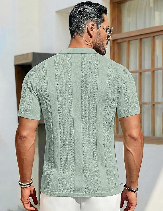 COOFANDY Men's Saint Patrick's Day Green Vintage Knit Shirt