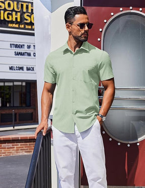 COOFANDY Mens Wrinkle Free Shirts Short Sleeve Casual Button Down Summer Dress Shirts