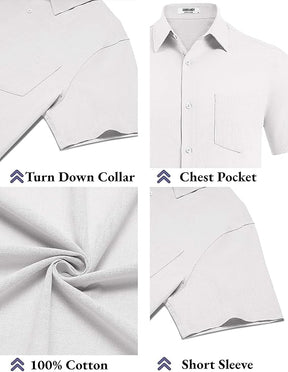 COOFANDY Men's Lapel Slim Fit Shirt Solid Color with Pockets