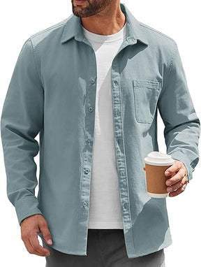 COOFANDY Mens Lightweight Button Down Shirt Jacket Casual Shacket Overshirt