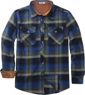 COOFANDY Men's Fall Plaid Button Down Shirt Long Sleeve Casual Cowboy Work Shirts Lightweight Flannel Shirts Two Pocket