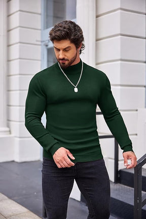 COOFANDY Men's Slim Fit Mock Turtleneck Pullover Sweater Casual Basic Knitted Thermal Sweaters