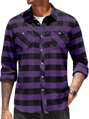 COOFANDY Flannel Plaid Shirts Long Sleeve Button Down Shirt