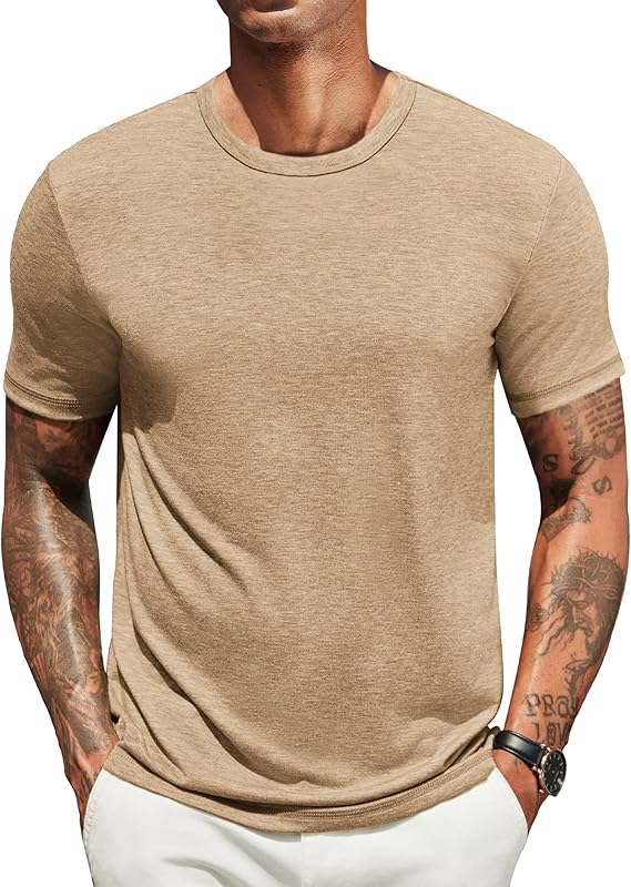 COOFANDY Men's T Shirts Short Sleeve Soft Crew Neck Lightweight Tee Shirts Casual Summer Basic Tops