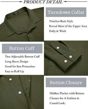 COOFANDY Men's Long Sleeve Casual Button Down Shirt for Men Summer Beach Wedding Shirt