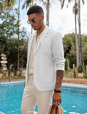 COOFANDY Men's Casual Linen Blazer Lightweight Regular Fit Sport Coat One Button Suit Jacket