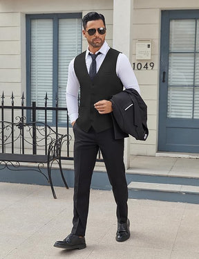 COOFANDY Men's Business Suit Vests Slim Fit Formal Dress Waistcoat Groomsman Vest For Wedding