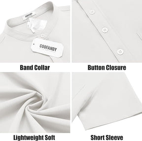 COOFANDY Mens Casual Henley Shirts Band Collar Short Sleeve T-Shirts Summer Stylish Beach Hippie Shirt