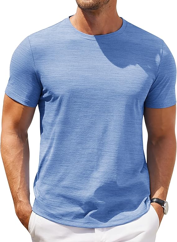 COOFANDY Mens Crew Neck T Shirt Short Sleeve Casual Summer Basic Tee Slim Fit Workout T-Shirt