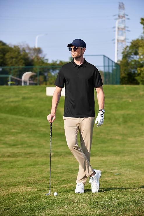 COOFANDY Men's Polo Shirts Short Sleeve Quick Dry Performance Golf Polos Tactical Work Shirts with Pen Pocket