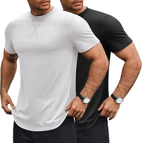 COOFANDY Mens T Shirts Casual Short Sleeve Cotton Tee Shirts Hipster Hip Hop Longline T-Shirt Basic Summer Tops