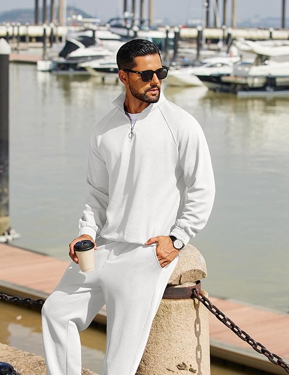 COOFANDY Men's Tracksuit 2 Piece Relaxed Fit Half-zip Sweatsuits Athletic Running Jogging Suit Sets