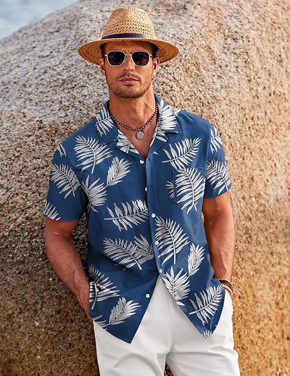 COOFANDY Mens Hawaiian Shirt Short Sleeve Casual Funky Beach Shirt Summer Shirts with Pocket
