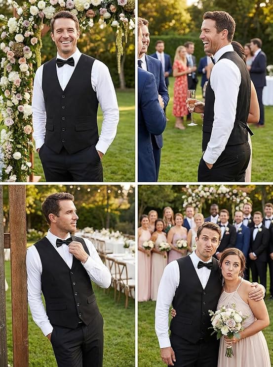 COOFANDY Mens Suit Vest Formal Dress Vest Slim Fit Buesiness Wedding