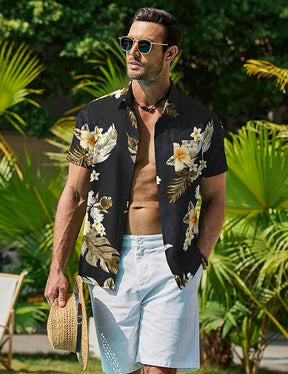 COOFANDY Mens Hawaiian Shirt Short Sleeve Button Down Shirt Tropical Summer Beach Shirt