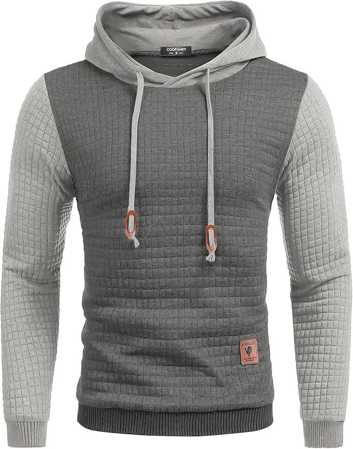 COOFANDY Mens Hooded Sweatshirt Casual Long Sleeve Drawstring Waffle Knit Pullover Hoodies