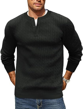 COOFANDY Men's Knit Henley Sweater Long Sleeve Button Down Fall Sweaters and Pullovers