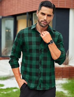 COOFANDY Men's Flannel Plaid Shirts Long Sleeve Button Down Shirts Casual Fall Shirt Jacket