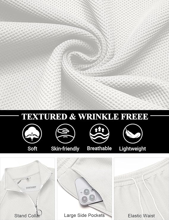 COOFANDY Men's Tracksuit 2 Piece Relaxed Fit Half-zip Sweatsuits Athletic Running Jogging Suit Sets
