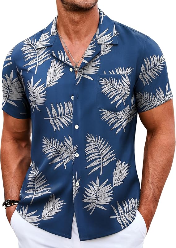 COOFANDY Mens Hawaiian Shirt Short Sleeve Casual Funky Beach Shirt Summer Shirts with Pocket