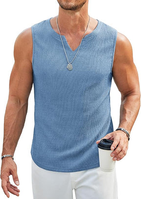 COOFANDY Men's Casual Tank Tops Knit V Neck Sleeveless T Shirts 2 Pack Summer Beach Lightweight Muscle Tee
